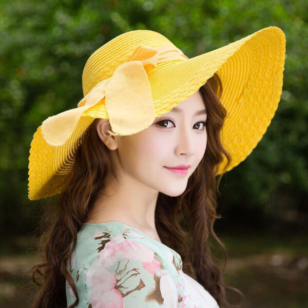 Ladies Sun Hat with Elegant Bow for Summer Beach Days