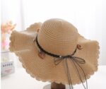 A Sunscreen Han Edition Big Beach Hat Wavy Skirt Together Leather Rope Weaving