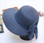 Female Wild Straw Bowknot Bowl Hat Summer Sun Hat Folding Straw Hat Sun Hat Beach Hat