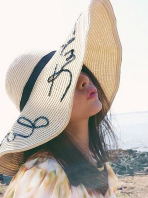 Letter Big Brimmed Straw Hat Vacation Beach Sun Hat Sun Hat